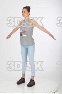 Whole body blue jeans gray woman singlet of Molly 0010